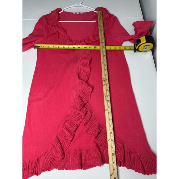 Lilly Pulitzer Pink Ruffle Cascading Kiernan Silk Cotton Blend Cardigan Size M - Picture 6 of 10